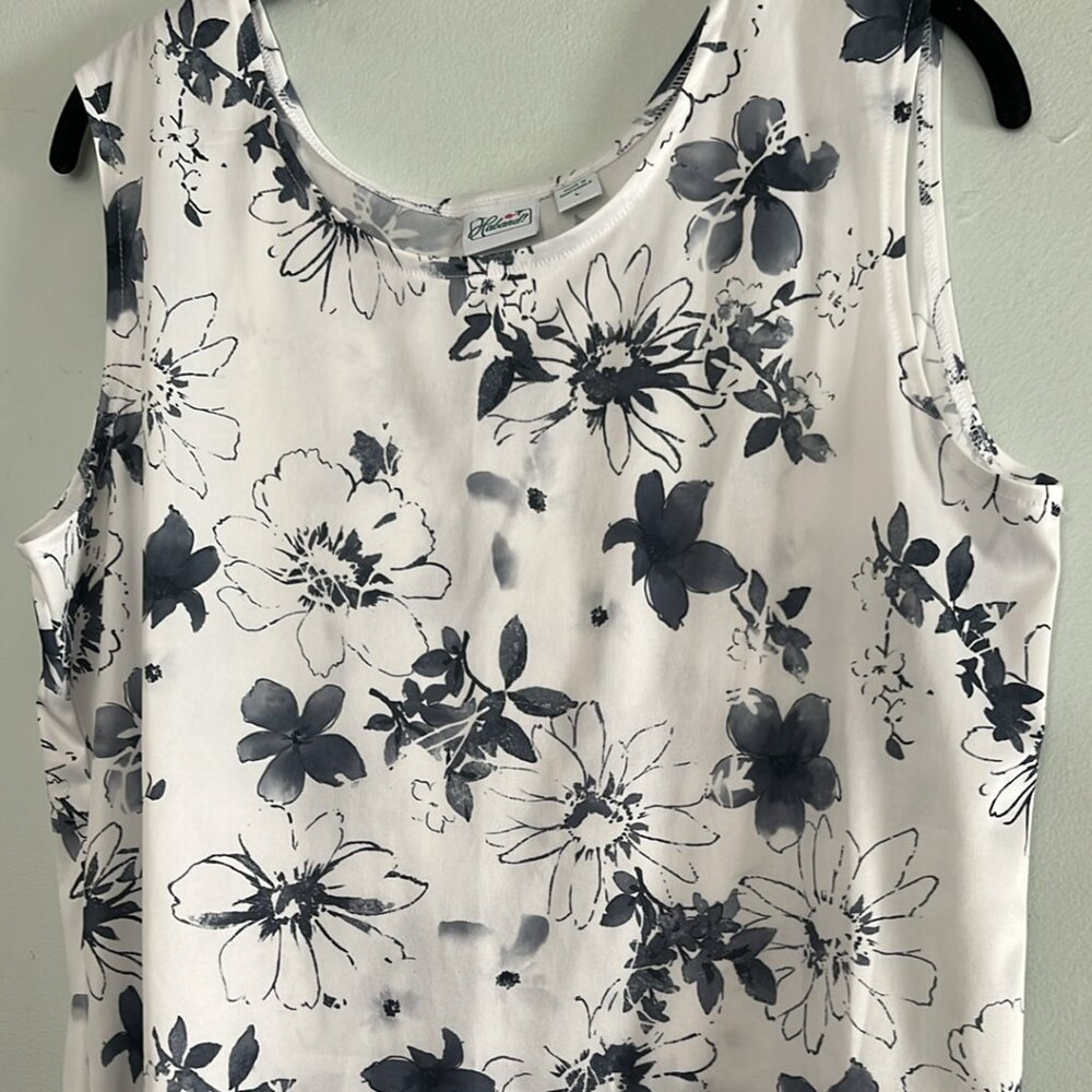 Habrand Floral Sleeveless Tank Top SZ LG Buildable Wardrobe Cottagecore Feminine
